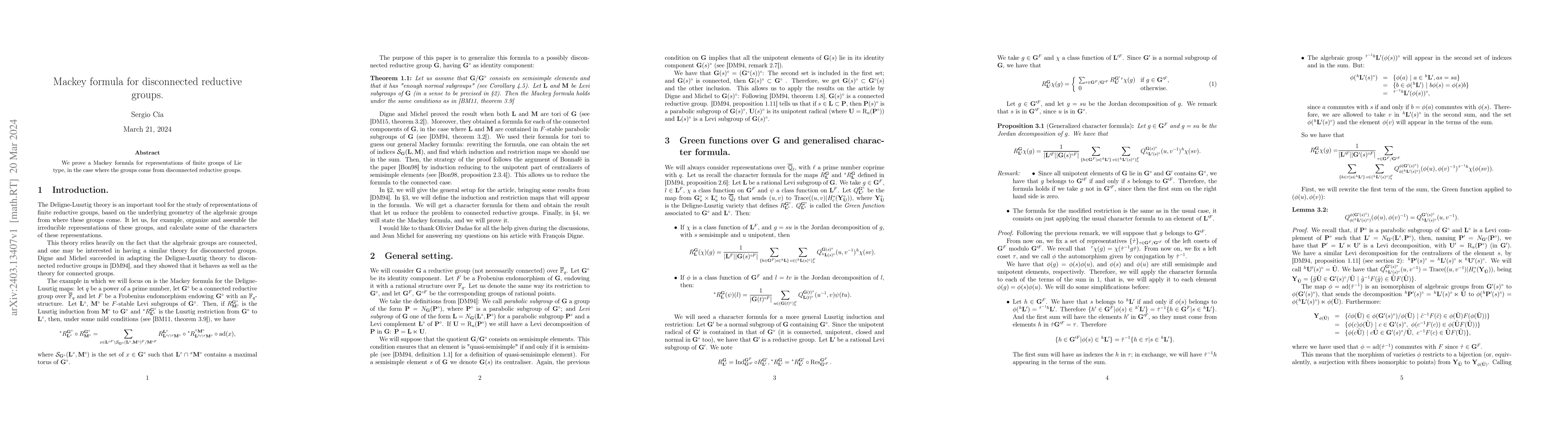 Thumbnail for Mackey formula for disconnected reductive groups