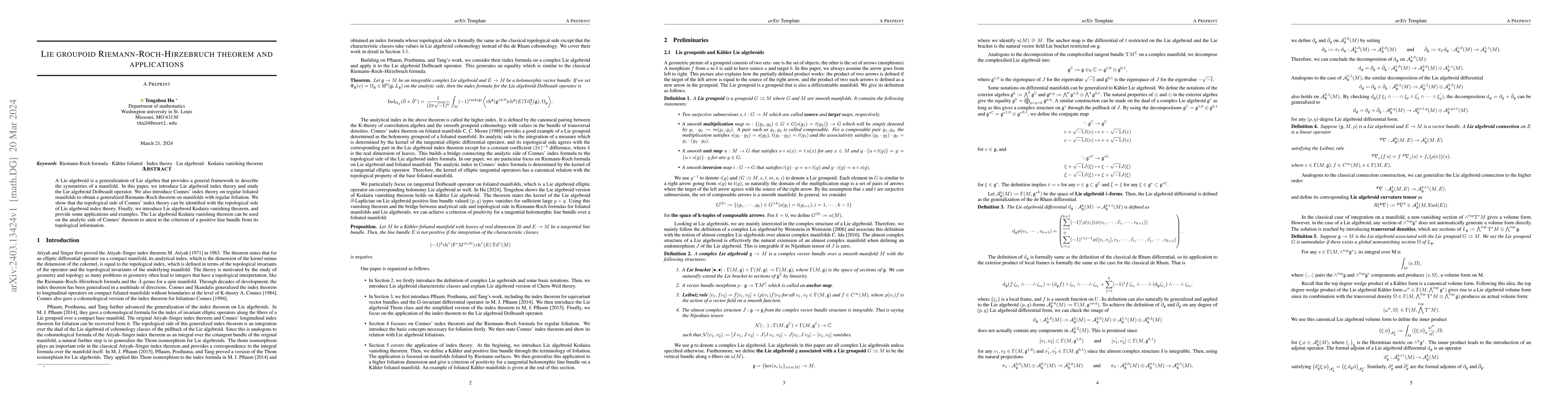Thumbnail for Lie groupoid Riemann-Roch-Hirzebruch theorem and applications