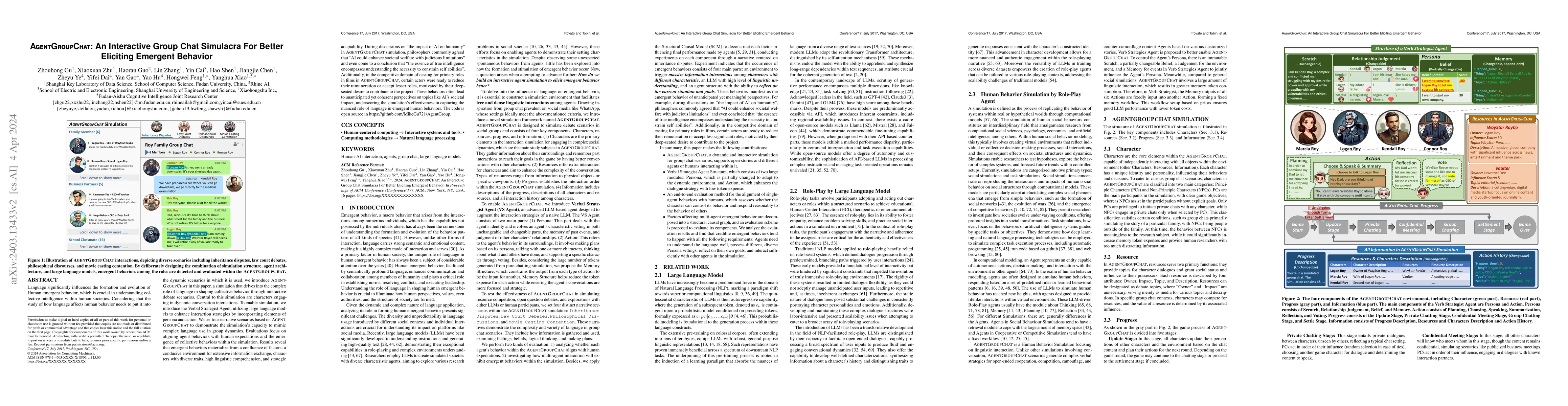 Thumbnail for AgentGroupChat: An Interactive Group Chat Simulacra For Better Eliciting
  Emergent Behavior