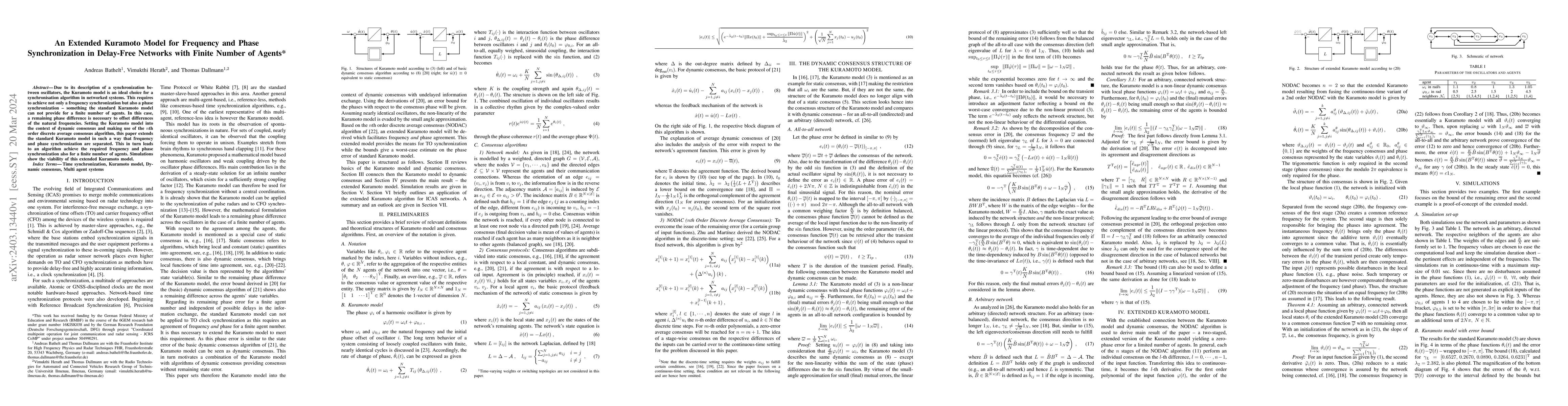 Thumbnail for An Extended Kuramoto Model for Frequency and Phase Synchronization in
  Delay-Free Networks with Finite Number of Agents