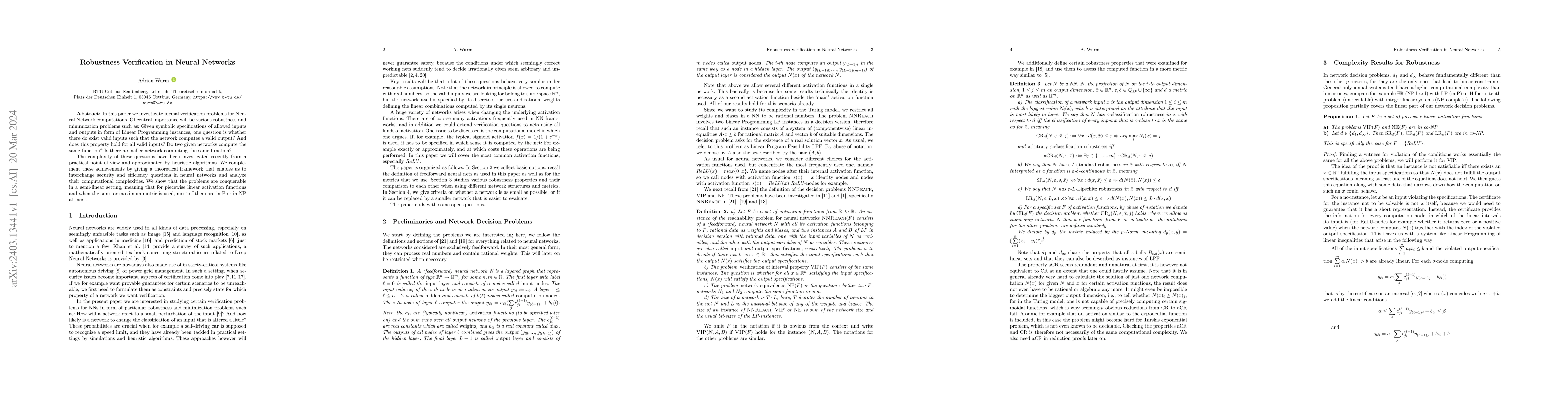 Thumbnail for Robustness Verifcation in Neural Networks
