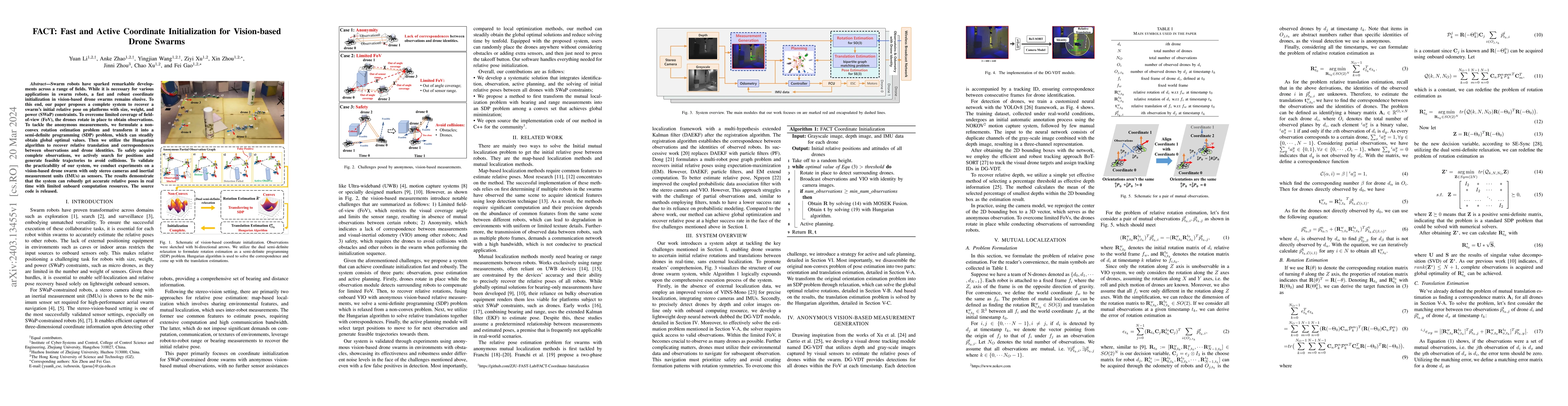 Thumbnail for FACT: Fast and Active Coordinate Initialization for Vision-based Drone
  Swarms