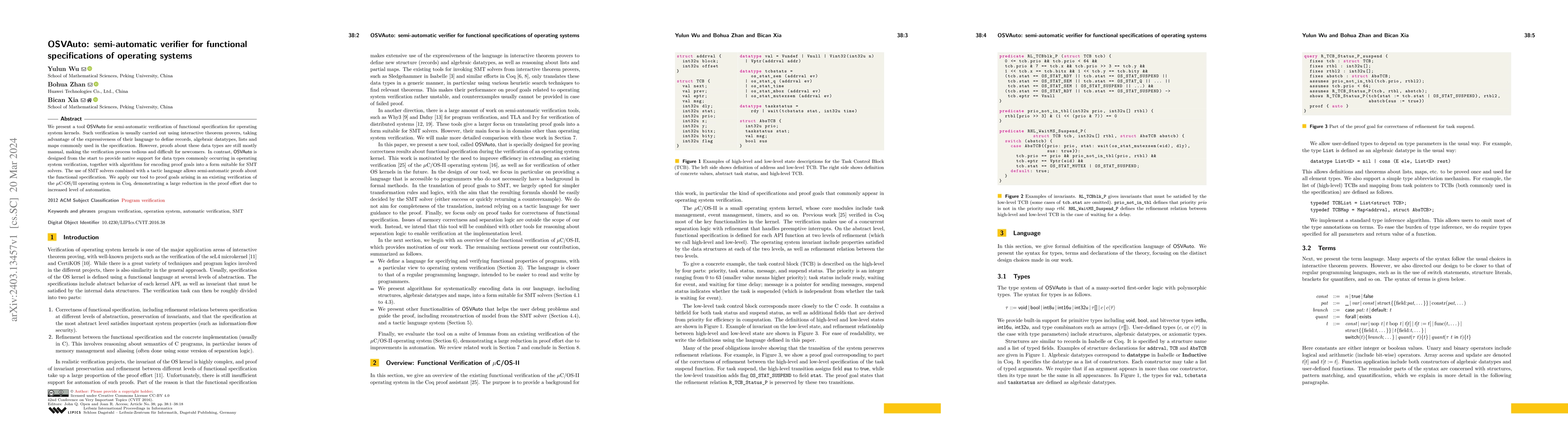 Thumbnail for OSVAuto: semi-automatic verifier for functional specifications of
  operating systems