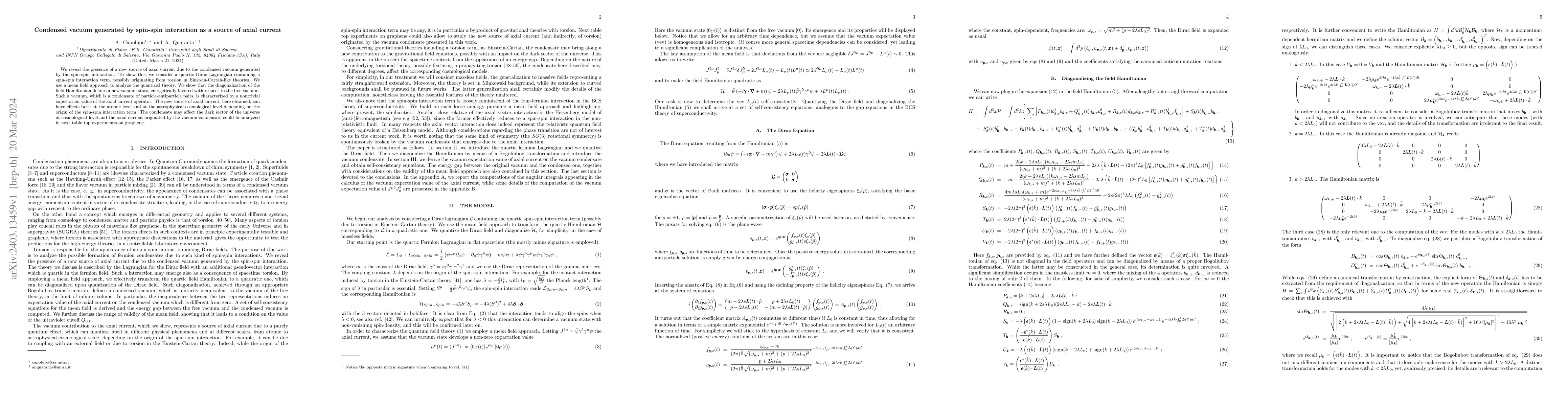 Thumbnail for Condensed vacuum generated by spin-spin interaction as a source of axial
  current