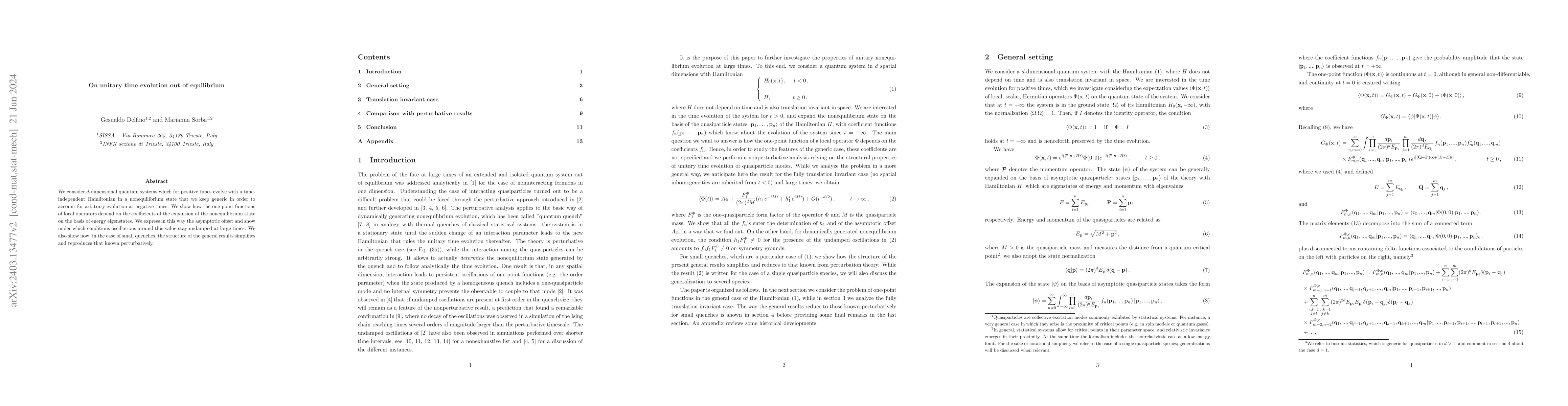 Thumbnail for On unitary time evolution out of equilibrium