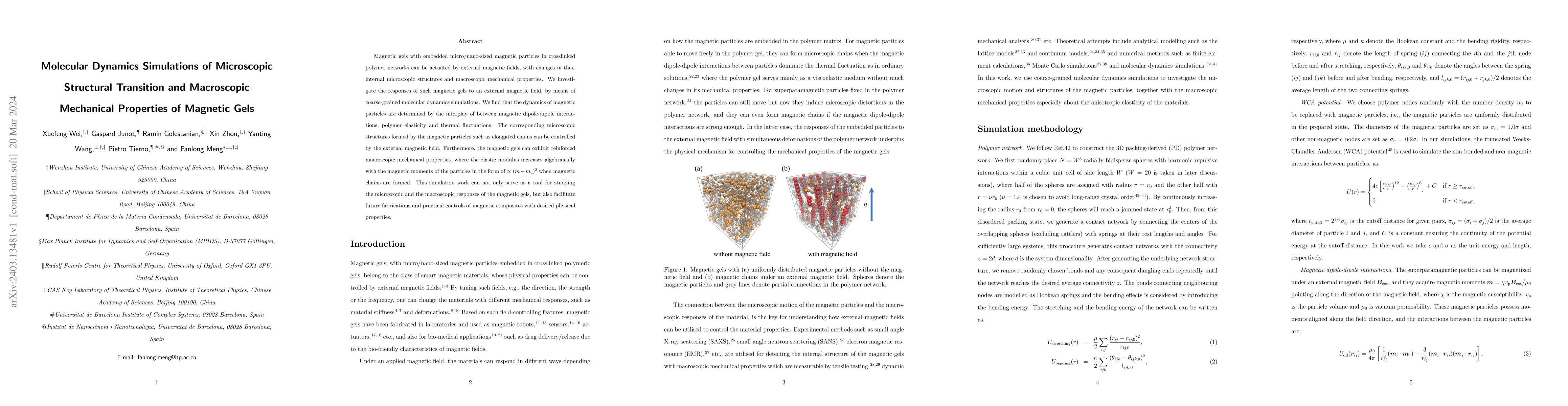Thumbnail for Molecular Dynamics Simulations of Microscopic Structural Transition and
  Macroscopic Mechanical Properties of Magnetic Gels