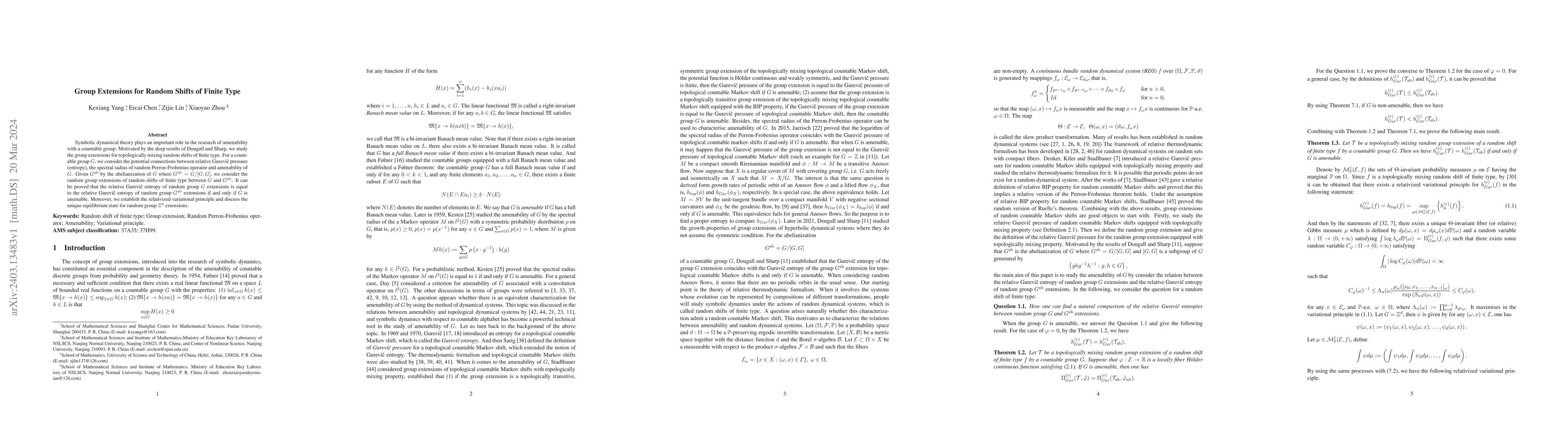 Thumbnail for Group Extensions for Random Shifts of Finite Type