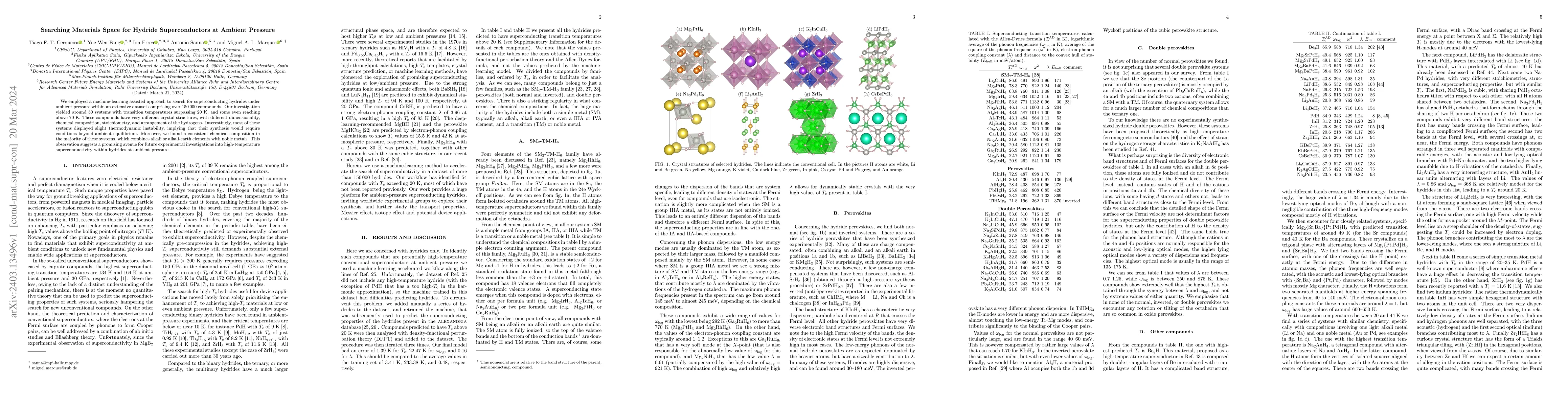 Thumbnail for Searching Materials Space for Hydride Superconductors at Ambient
  Pressure