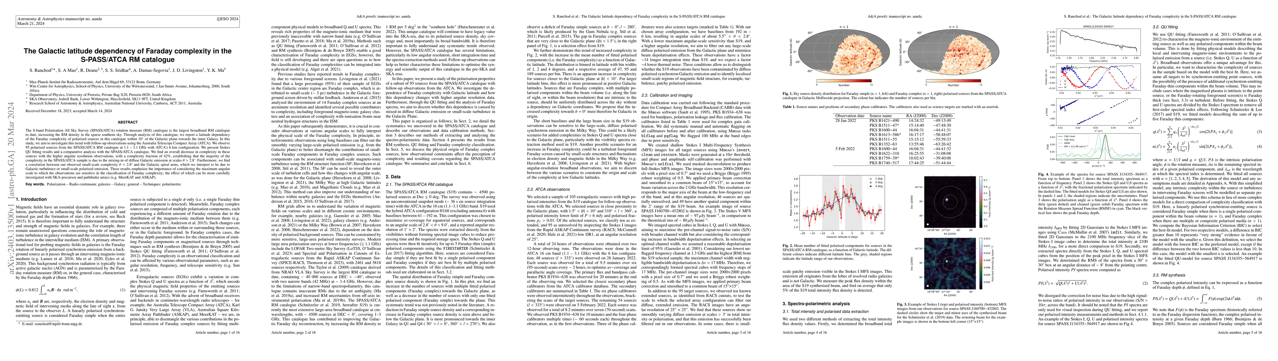 Thumbnail for The Galactic latitude dependency of Faraday complexity in the
  S-PASS/ATCA RM catalogue