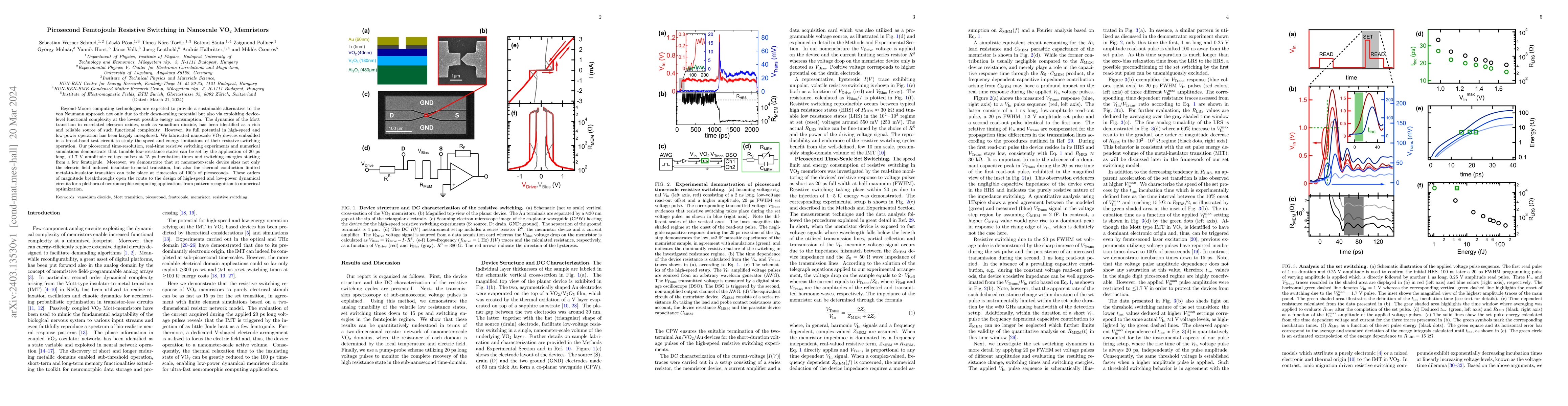 Thumbnail for Picosecond Femtojoule Resistive Switching in Nanoscale VO$_{2}$
  Memristors