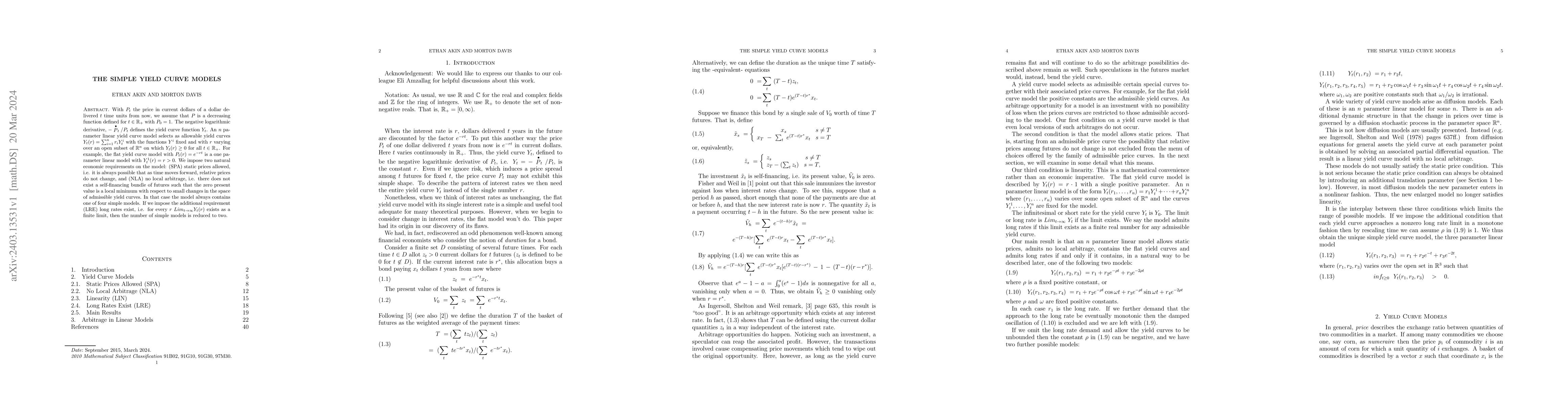 Thumbnail for The Simple Yield Curve Models