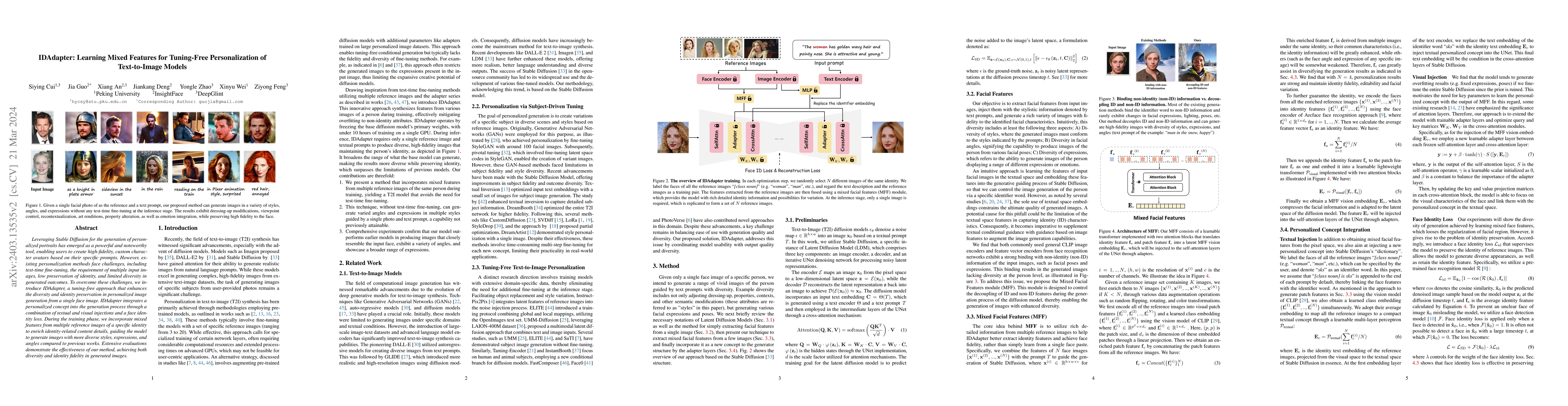 Thumbnail for IDAdapter: Learning Mixed Features for Tuning-Free Personalization of
  Text-to-Image Models