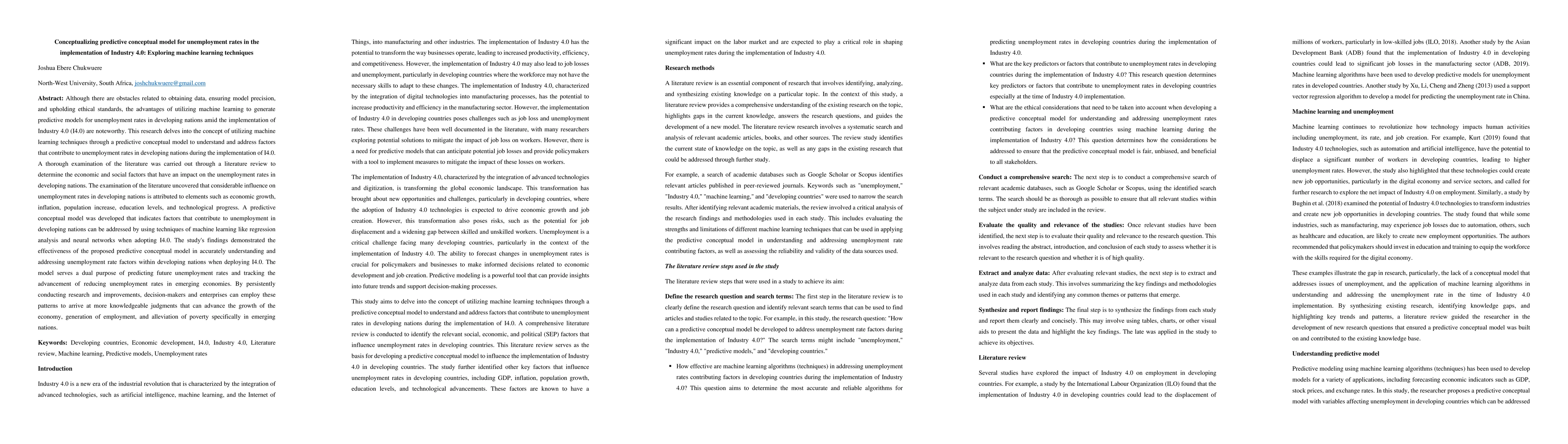 Thumbnail for Conceptualizing predictive conceptual model for unemployment rates in
  the implementation of Industry 4.0: Exploring machine learning techniques