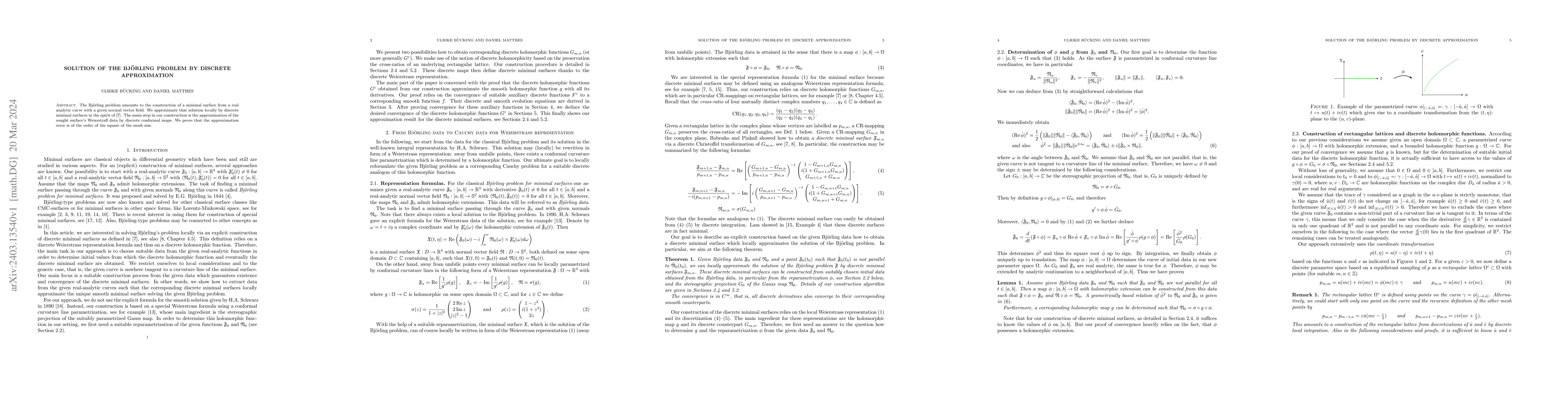 Thumbnail for Solution of the Bj\"orling problem by discrete approximation