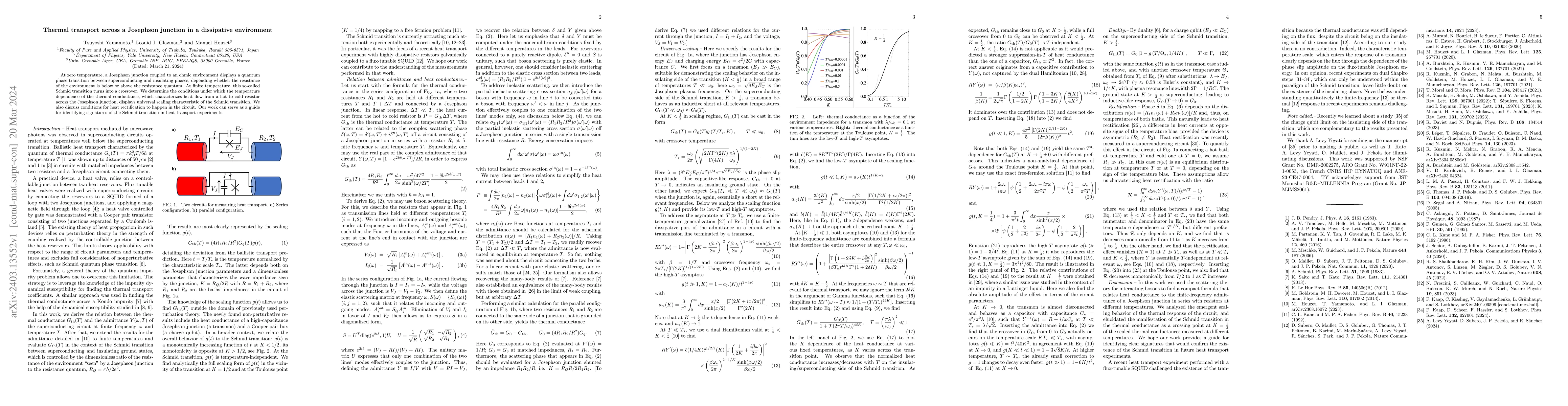 Thumbnail for Thermal transport across a Josephson junction in a dissipative
  environment
