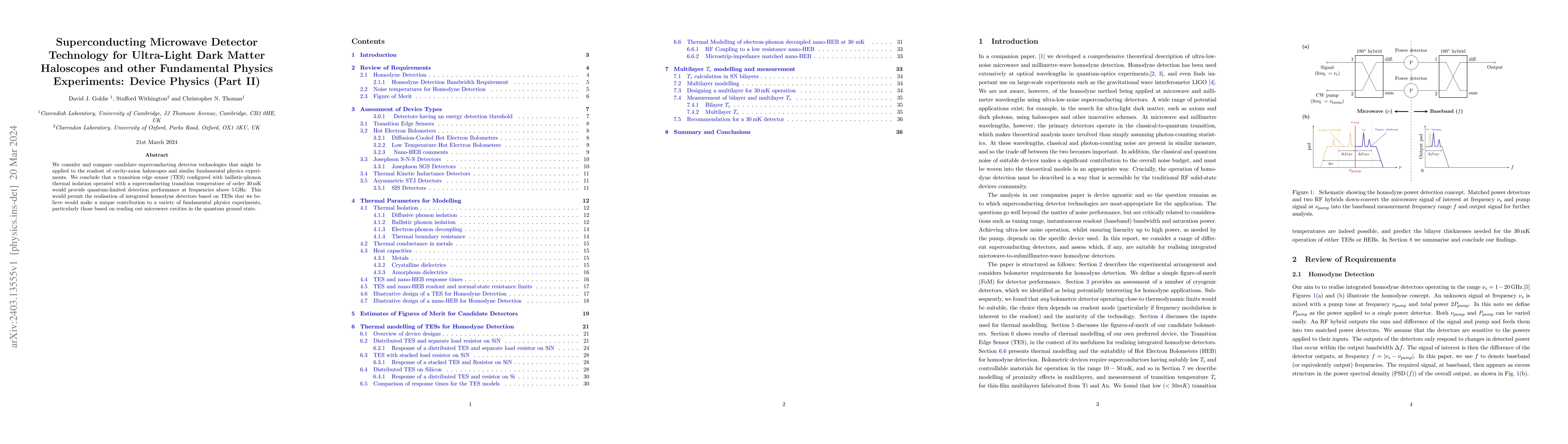 Thumbnail for Superconducting Microwave Detector Technology for Ultra-Light Dark
  Matter Haloscopes and other Fundamental Physics Experiments: Device Physics
  (Part II)