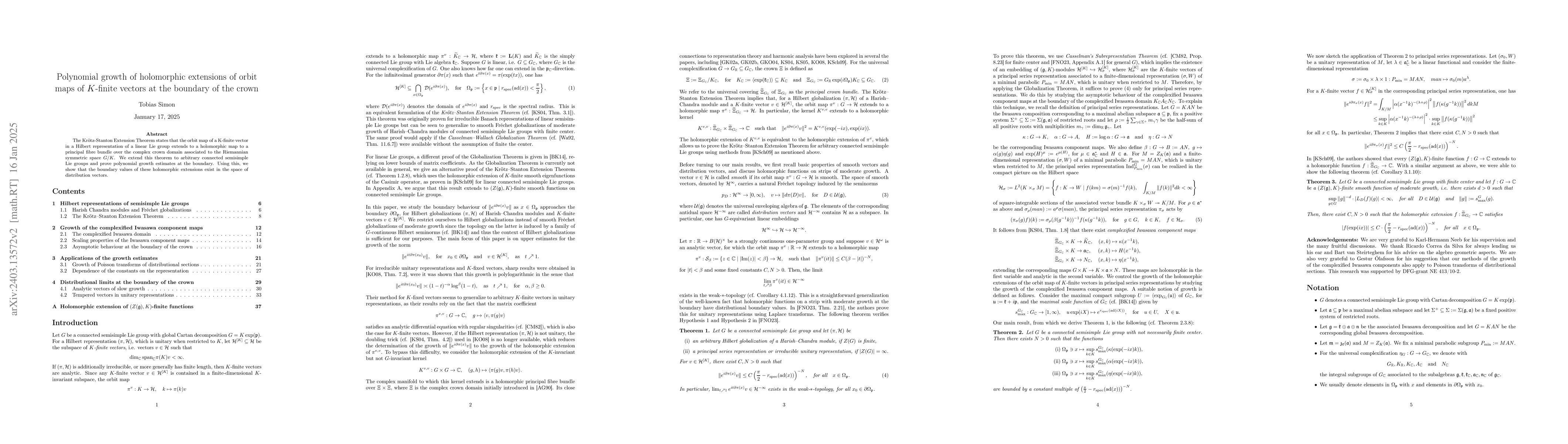 Thumbnail for Asymptotic behaviour of holomorphic extensions of matrix coefficients at
  the boundary of the complex crown domain