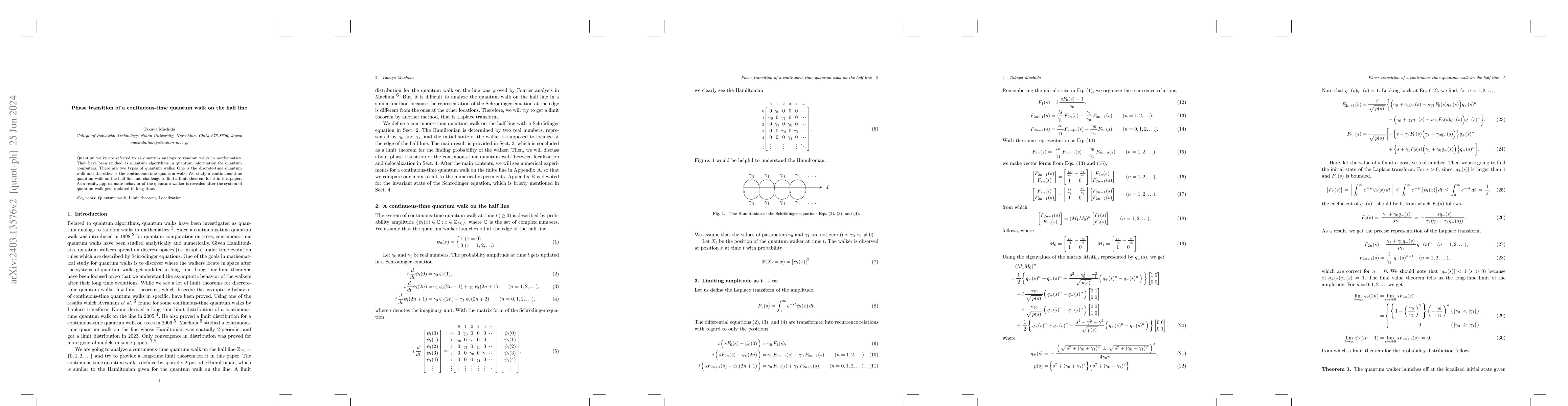 Thumbnail for Phase transition of a continuous-time quantum walk on the half line