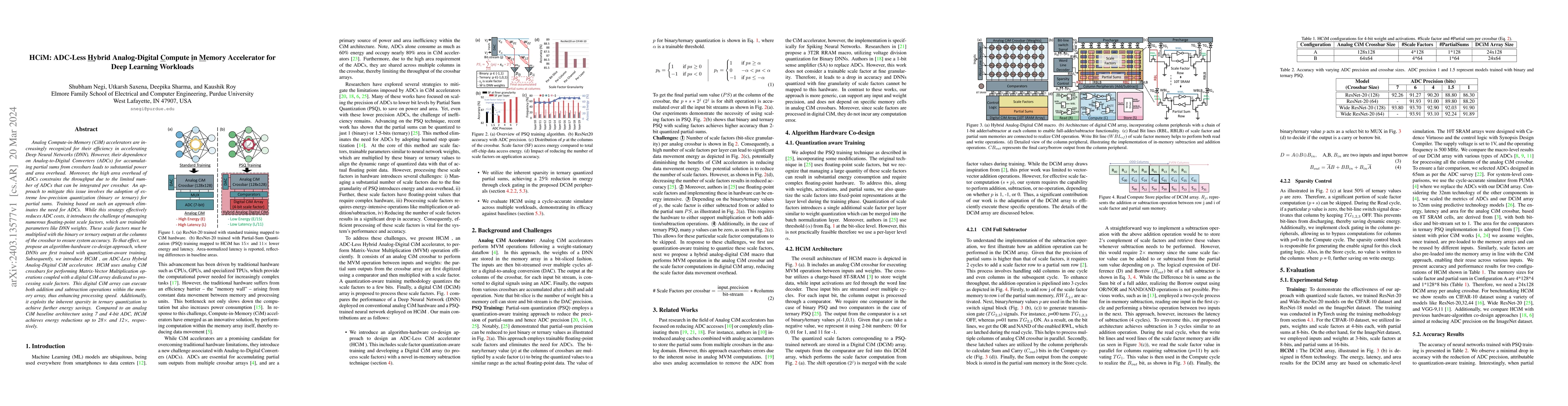 Thumbnail for HCiM: ADC-Less Hybrid Analog-Digital Compute in Memory Accelerator for
  Deep Learning Workloads