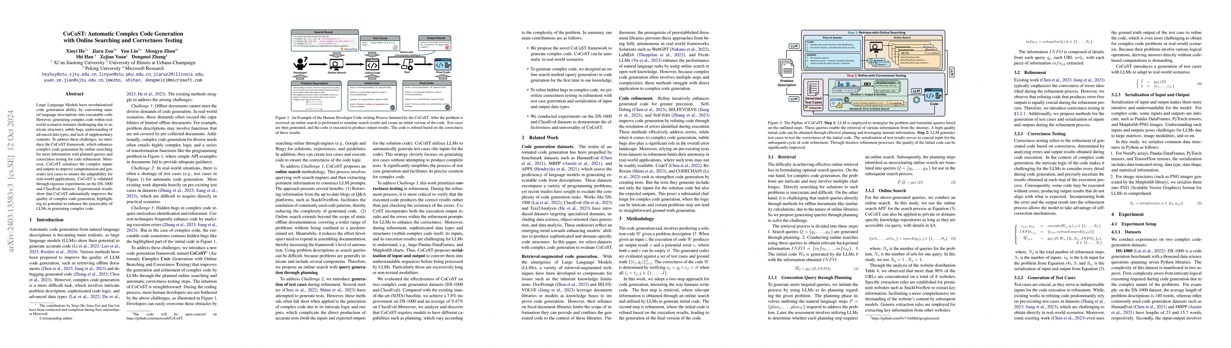 Thumbnail for CoCoST: Automatic Complex Code Generation with Online Searching and
  Correctness Testing
