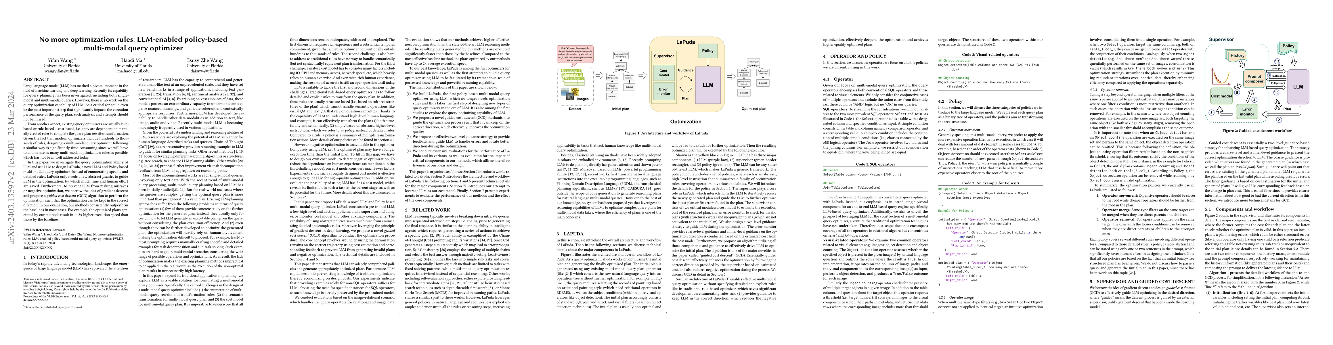 Thumbnail for No more optimization rules: LLM-enabled policy-based multi-modal query
  optimizer