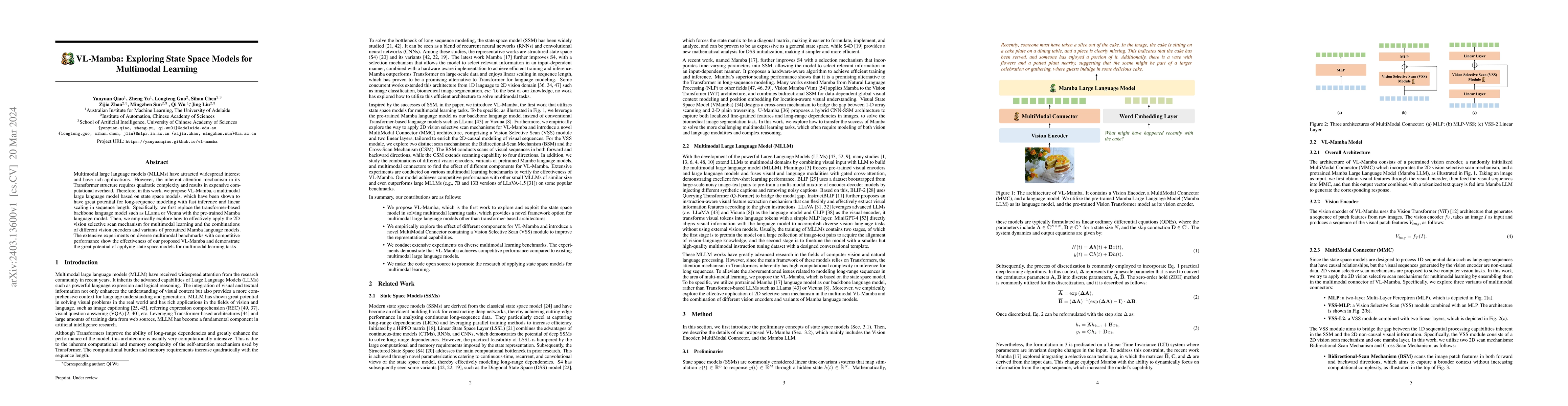 Thumbnail for VL-Mamba: Exploring State Space Models for Multimodal Learning