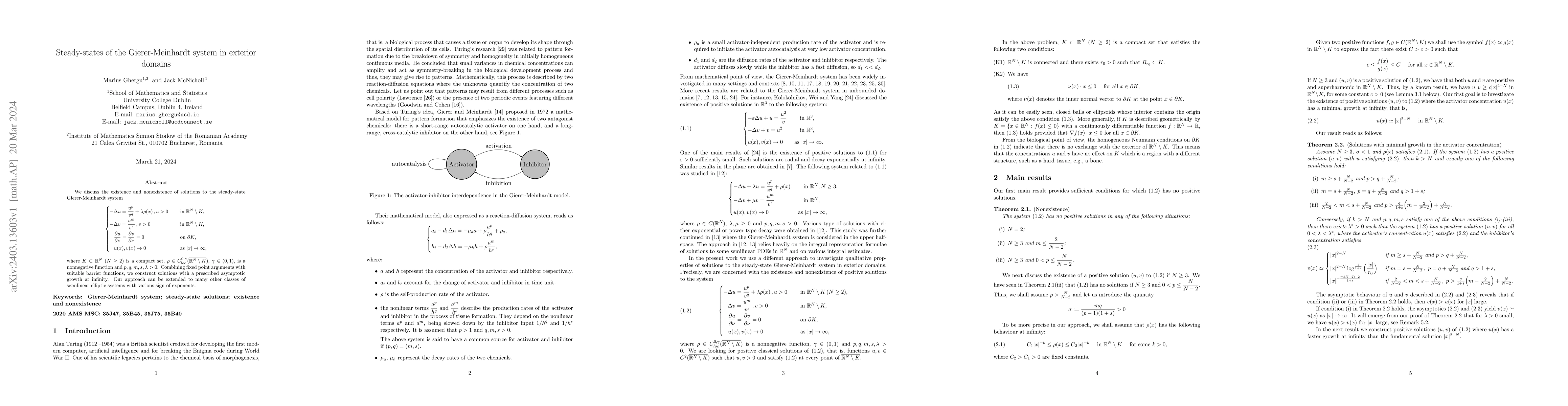 Thumbnail for Steady-states of the Gierer-Meinhardt system in exterior domains