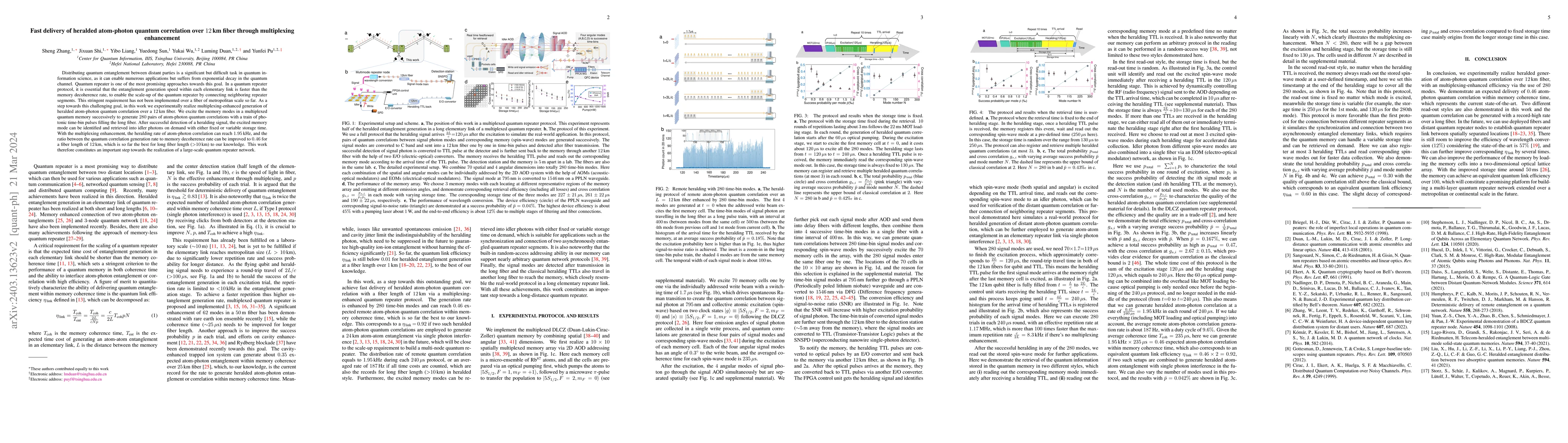 Thumbnail for Fast delivery of heralded atom-photon quantum correlation over 12km
  fiber through multiplexing enhancement
