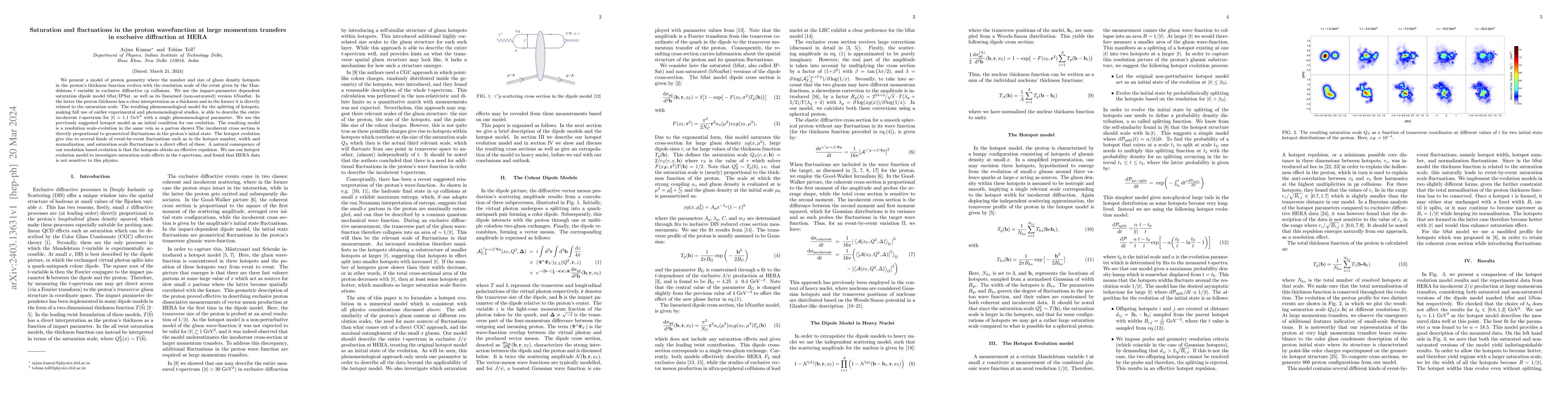 Thumbnail for Saturation and fluctuations in the proton wavefunction at large momentum
  transfers in exclusive diffraction at HERA