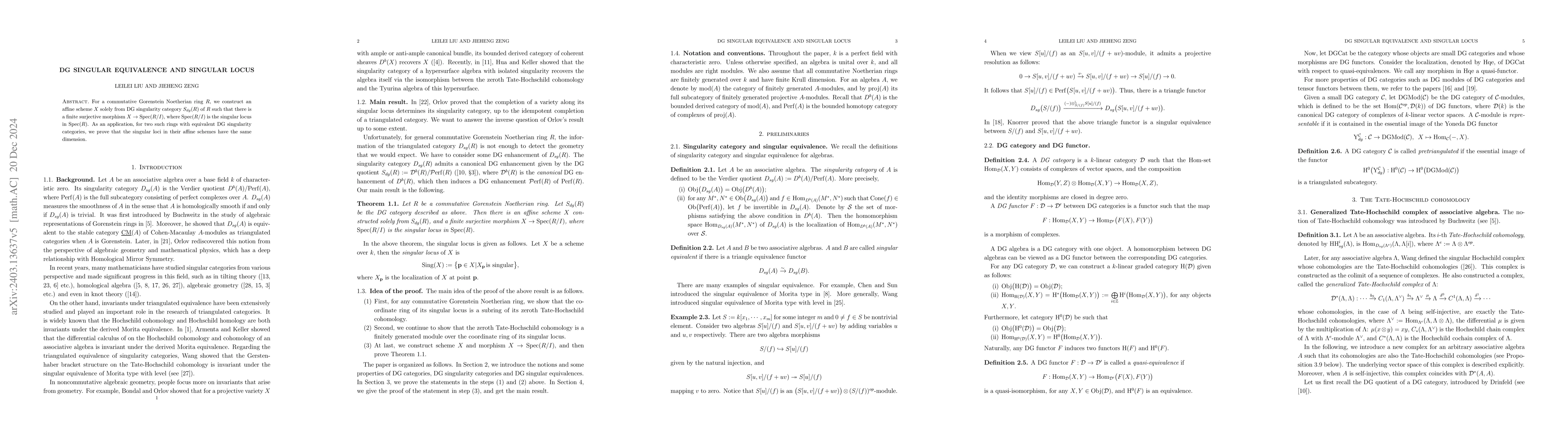 Thumbnail for DG singular equivalence and singular locus
