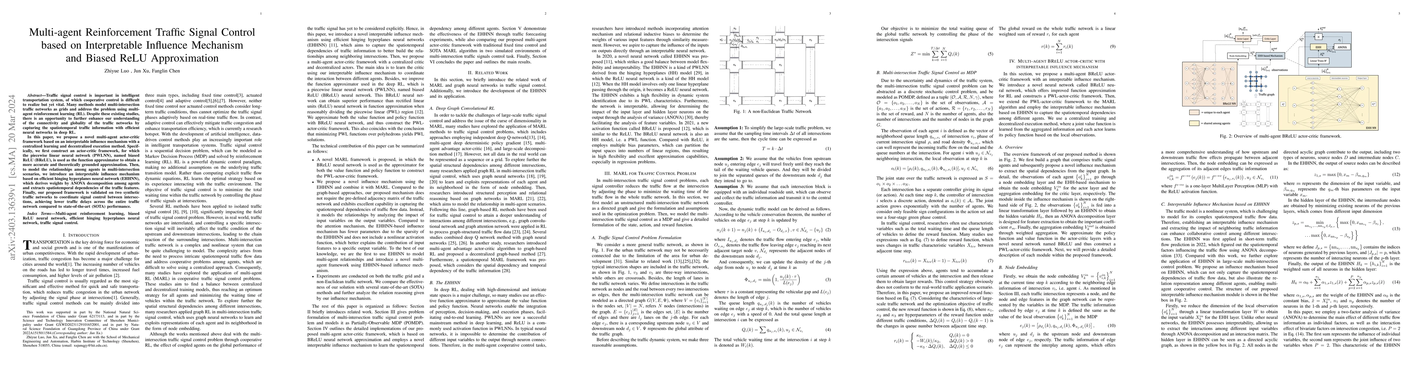 Thumbnail for Multi-agent Reinforcement Traffic Signal Control based on Interpretable
  Influence Mechanism and Biased ReLU Approximation