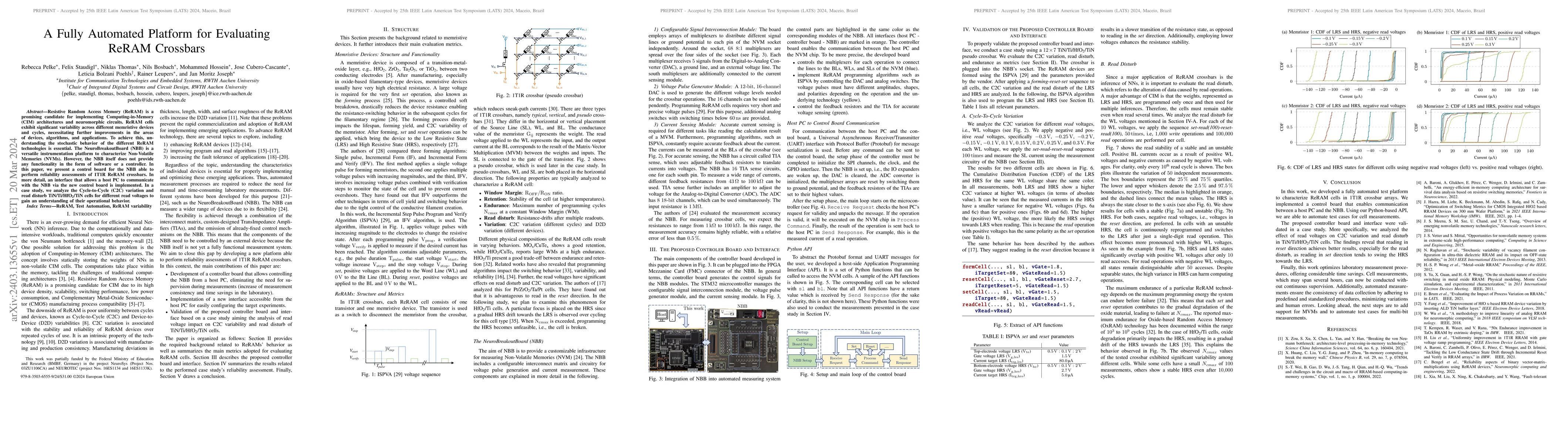 Thumbnail for A Fully Automated Platform for Evaluating ReRAM Crossbars