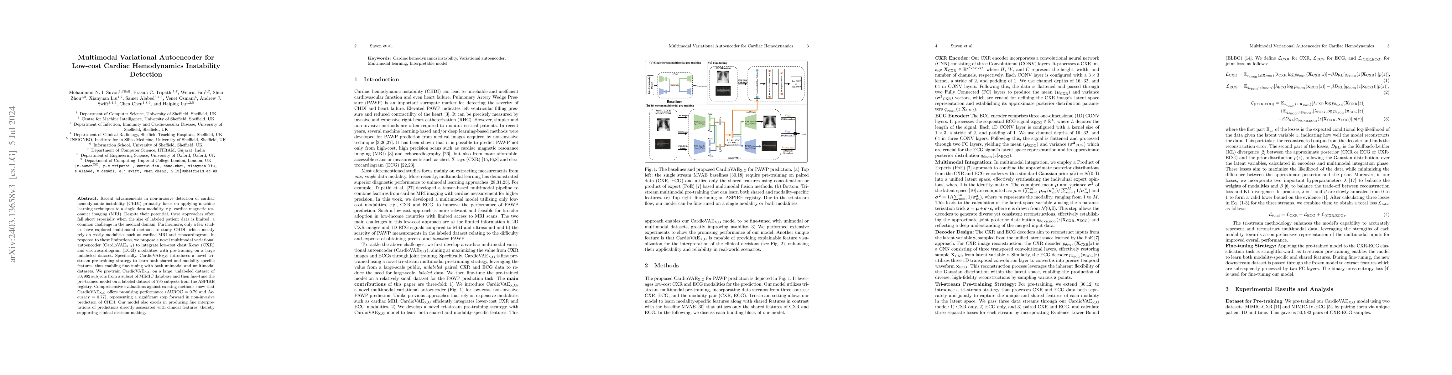 Thumbnail for Multimodal Variational Autoencoder for Low-cost Cardiac Hemodynamics
  Instability Detection