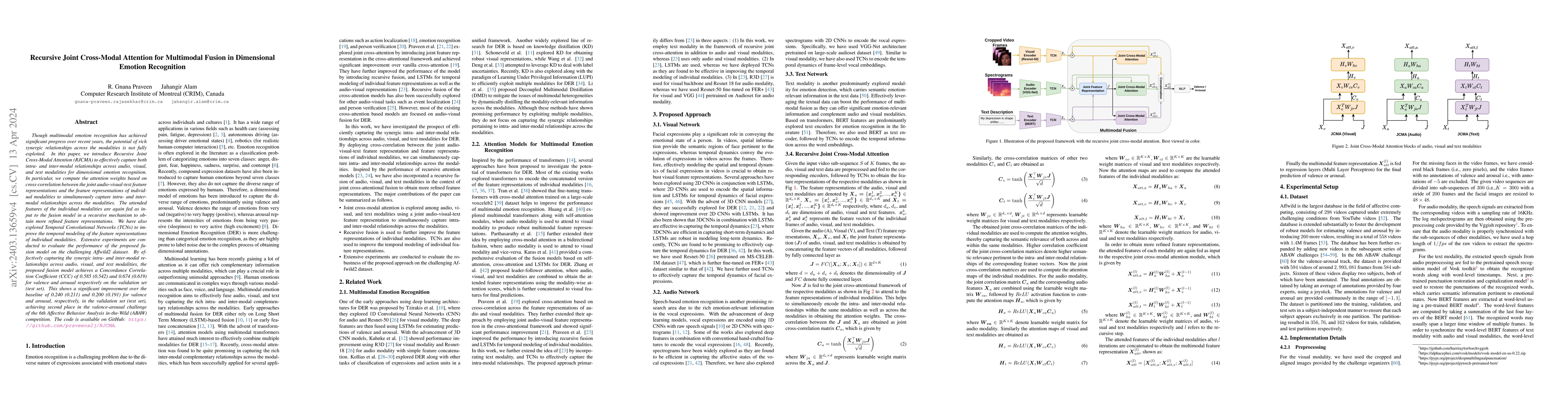 Thumbnail for Recursive Joint Cross-Modal Attention for Multimodal Fusion in
  Dimensional Emotion Recognition