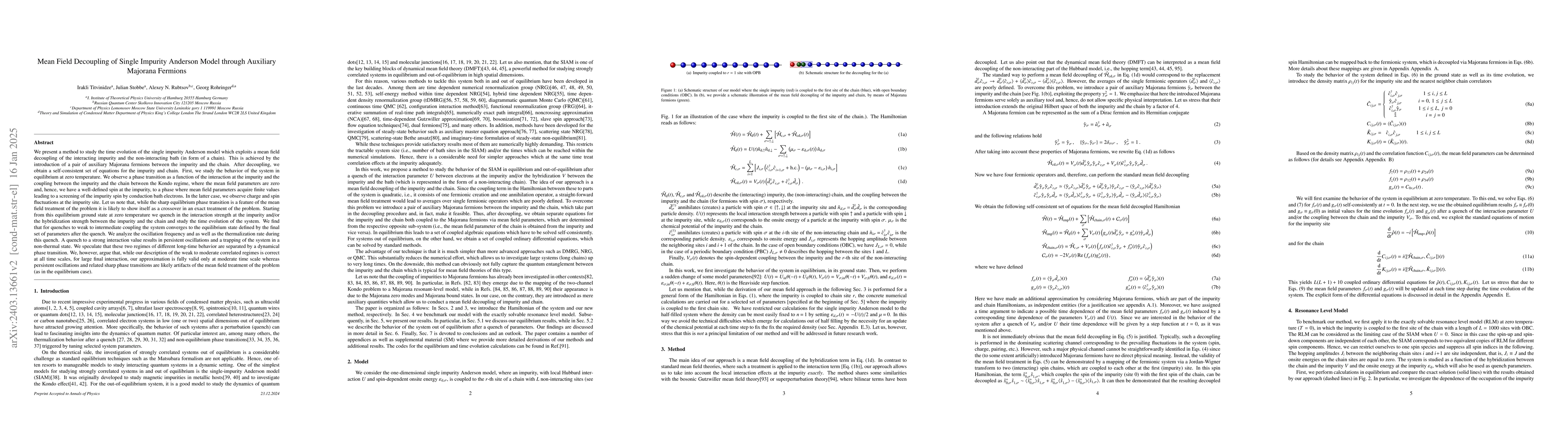 Thumbnail for Mean Field Decoupling of Single Impurity Anderson Model through
  Auxiliary Majorana Fermions