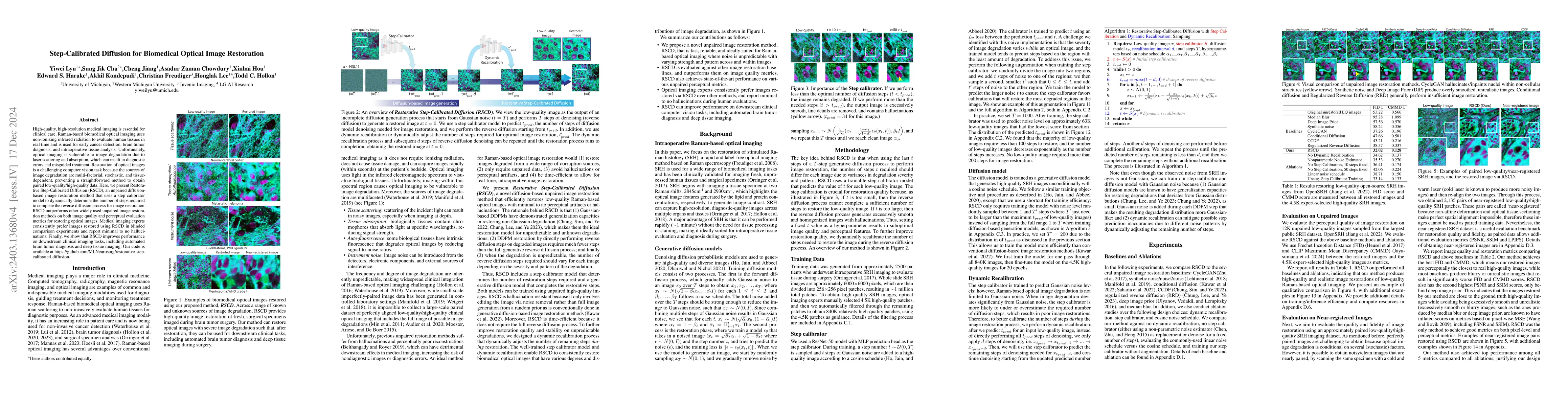 Thumbnail for Step-Calibrated Diffusion for Biomedical Optical Image Restoration