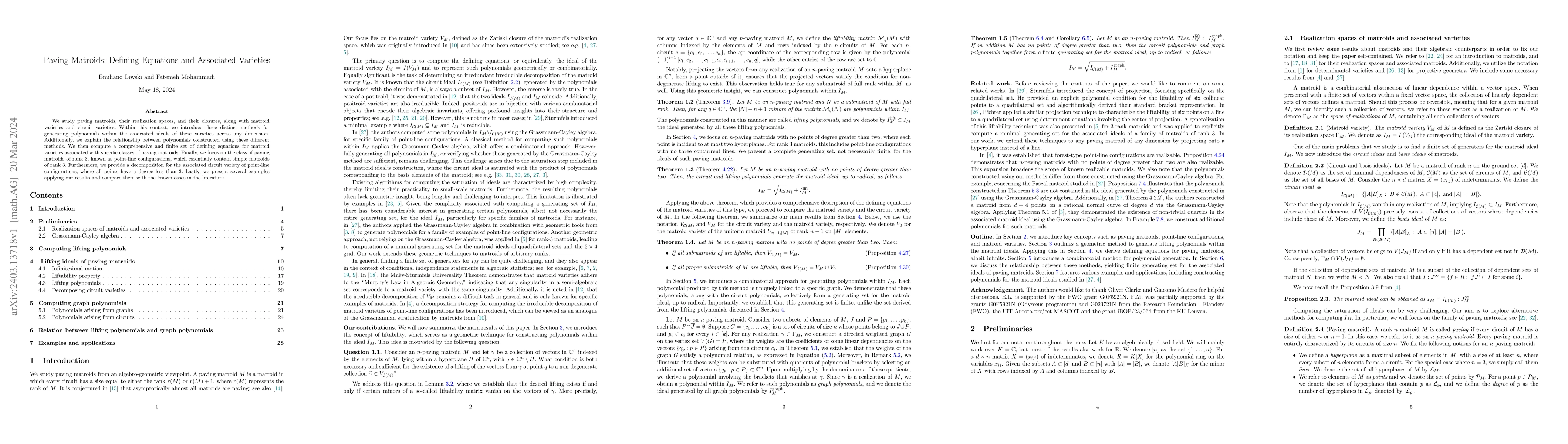 Thumbnail for Paving Matroids: Defining Equations and Associated Varieties