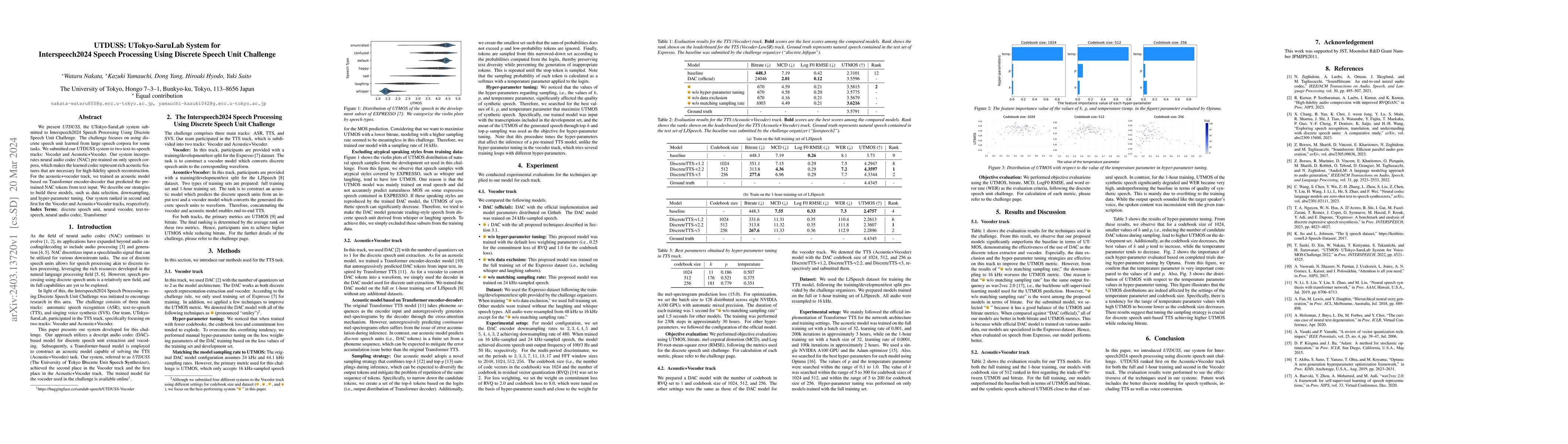 Thumbnail for UTDUSS: UTokyo-SaruLab System for Interspeech2024 Speech Processing
  Using Discrete Speech Unit Challenge