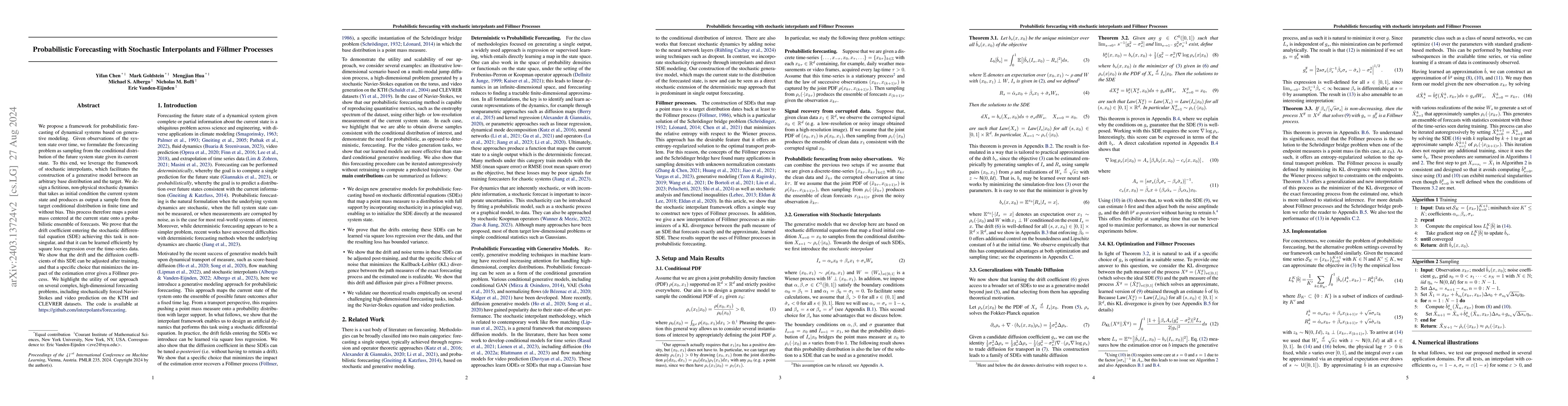 Thumbnail for Probabilistic Forecasting with Stochastic Interpolants and F\"ollmer
  Processes