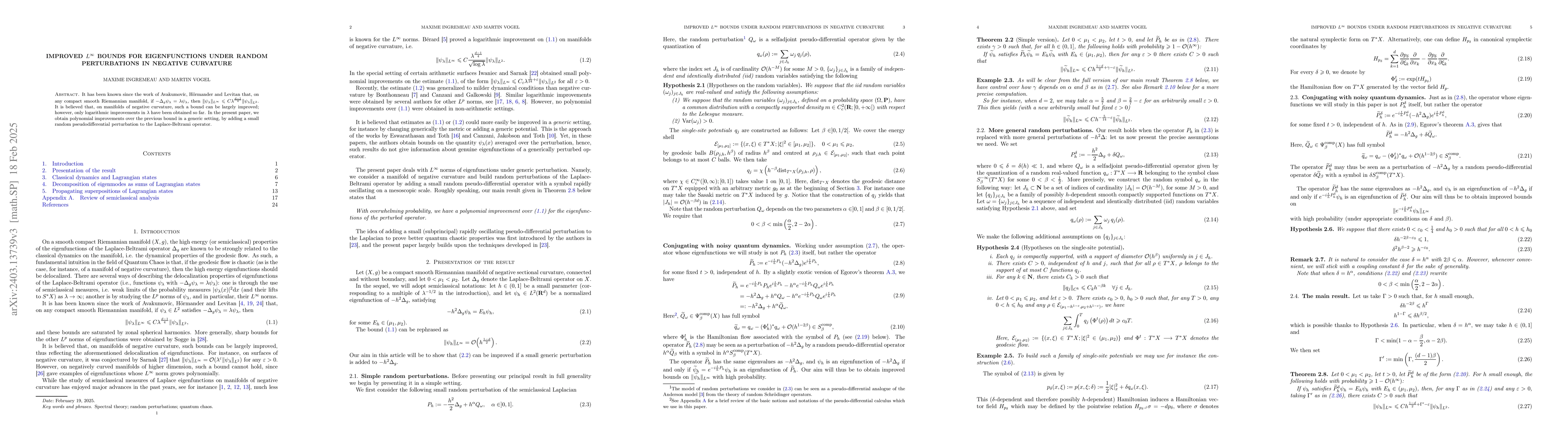 Thumbnail for Improved $L^\infty$ bounds for eigenfunctions under random perturbations
  in negative curvature