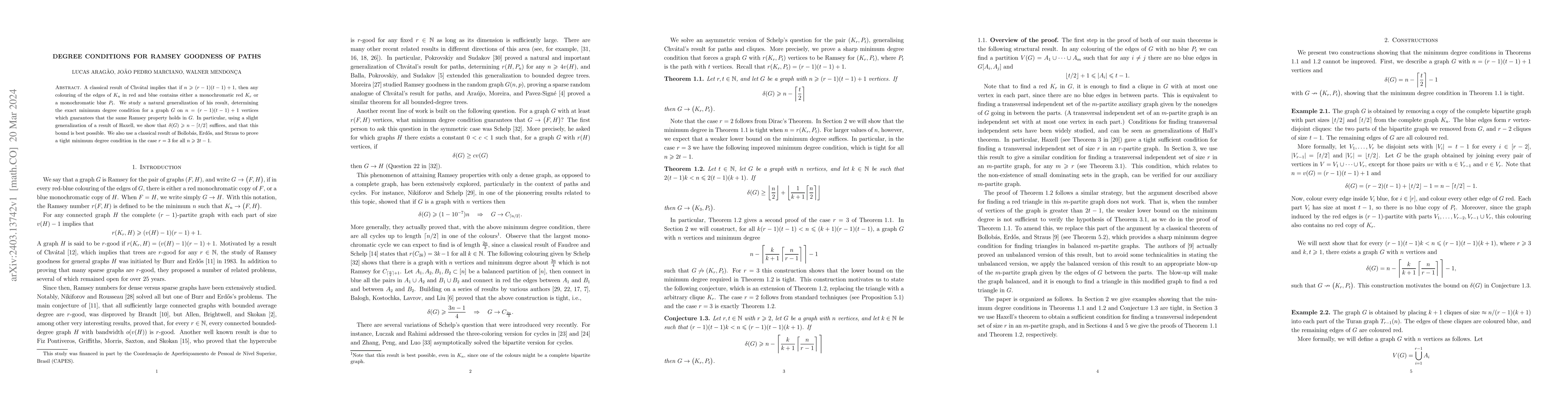 Thumbnail for Degree conditions for Ramsey goodness of paths