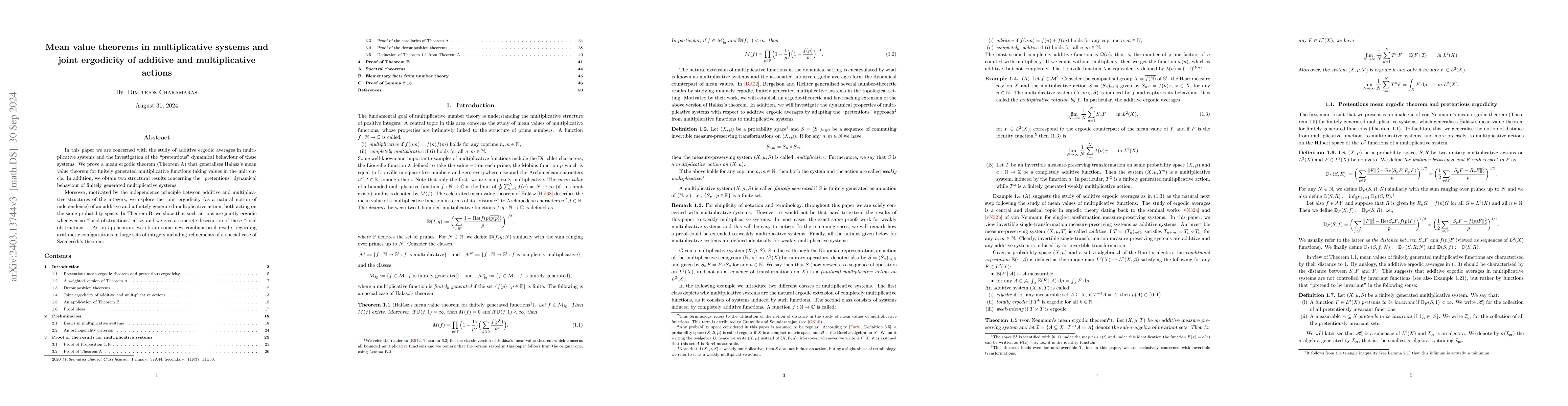 Thumbnail for Mean value theorems in multiplicative systems and joint ergodicity of
  additive and multiplicative actions