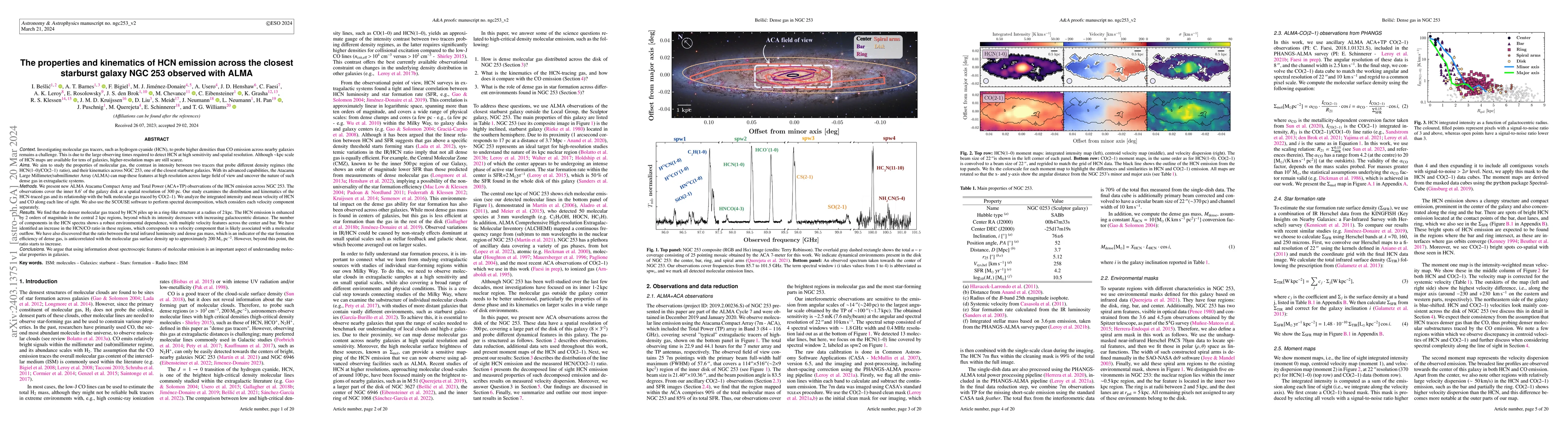 Thumbnail for The properties and kinematics of HCN emission across the closest
  starburst galaxy NGC 253 observed with ALMA