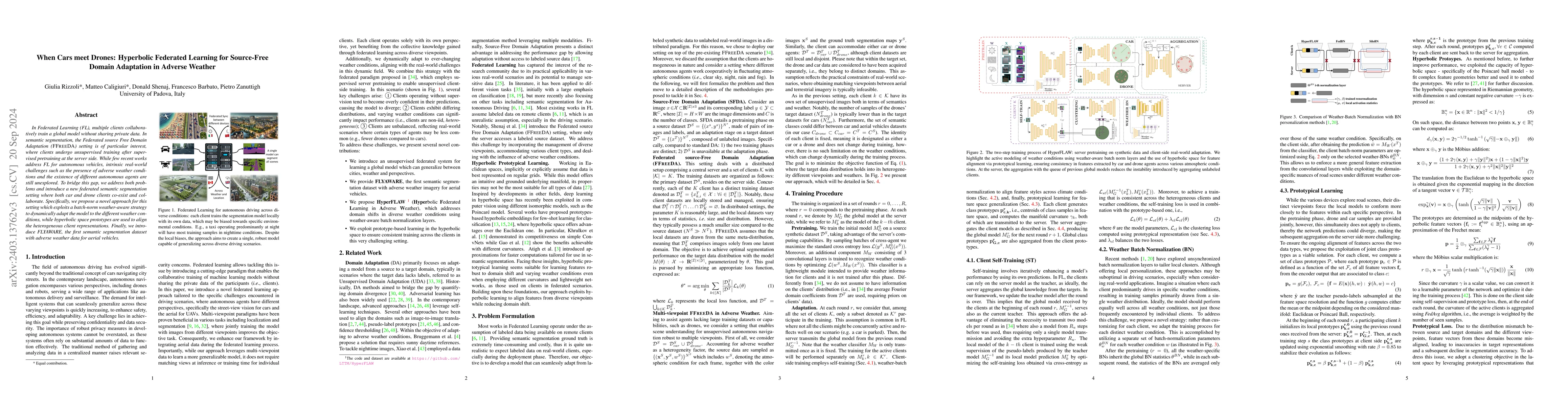 Thumbnail for When Cars meet Drones: Hyperbolic Federated Learning for Source-Free
  Domain Adaptation in Adverse Weather