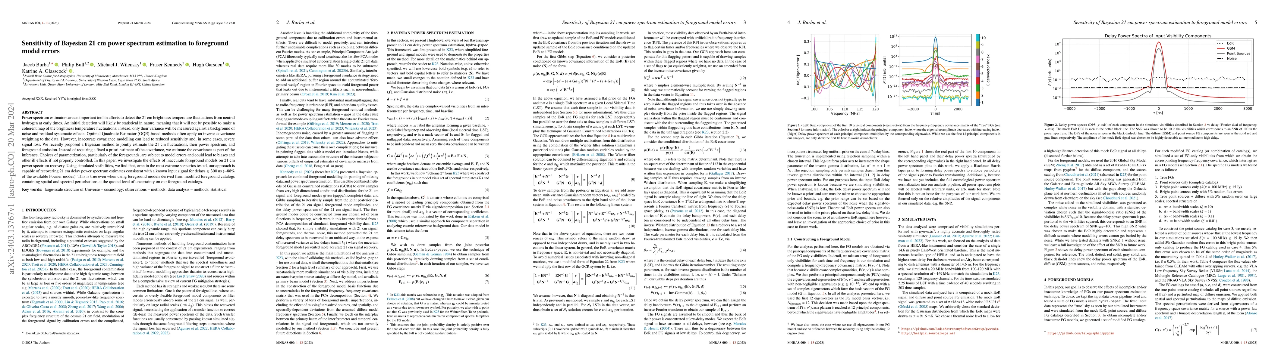 Thumbnail for Sensitivity of Bayesian 21 cm power spectrum estimation to foreground
  model errors