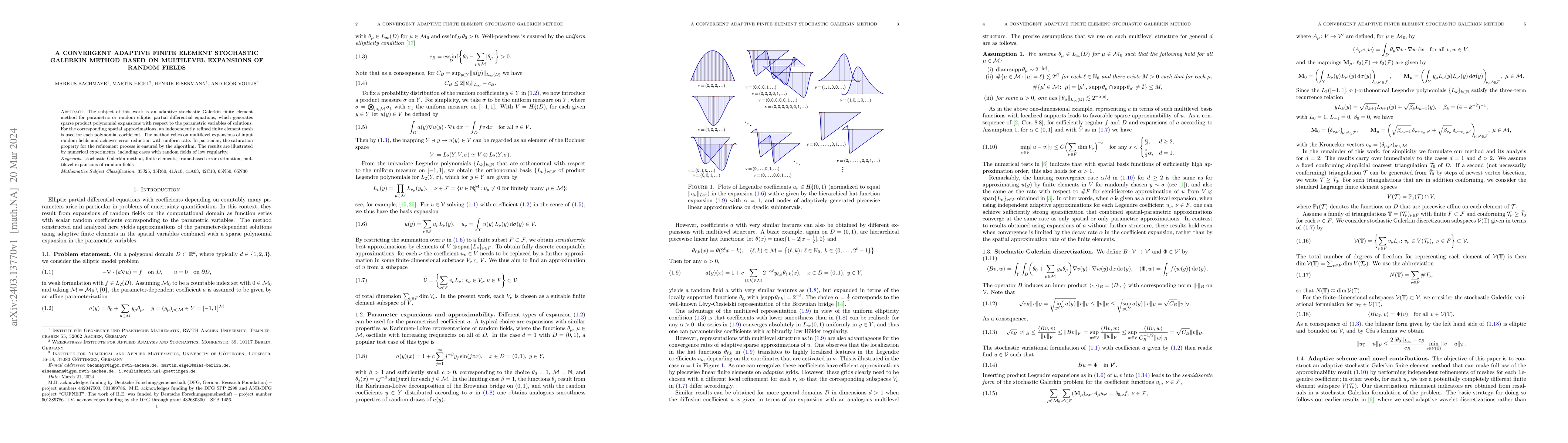 Thumbnail for A convergent adaptive finite element stochastic Galerkin method based on
  multilevel expansions of random fields