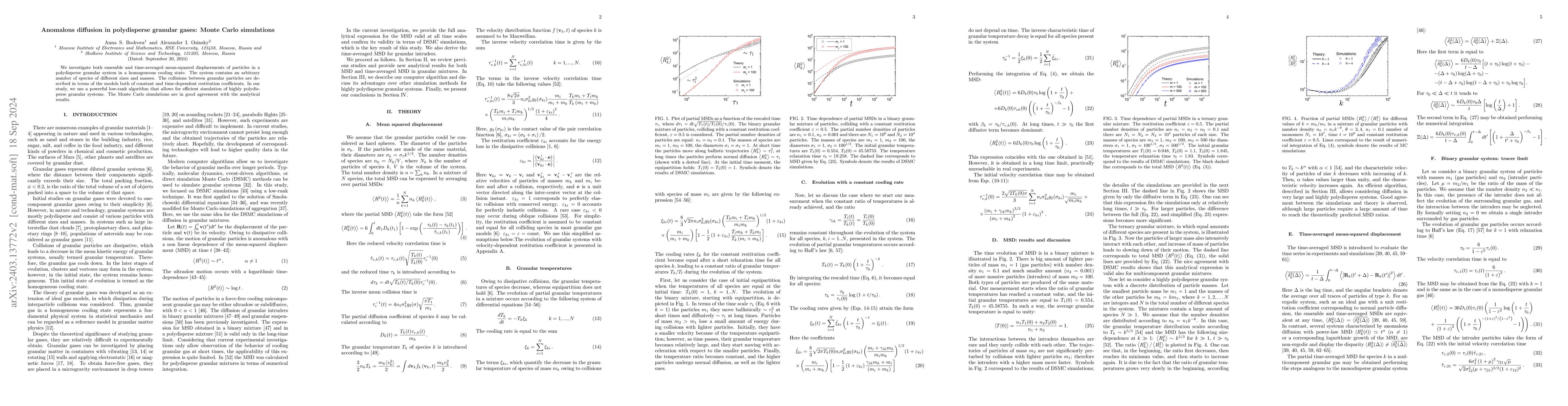 Thumbnail for Anomalous diffusion in polydisperse granular gases: Monte Carlo
  simulations