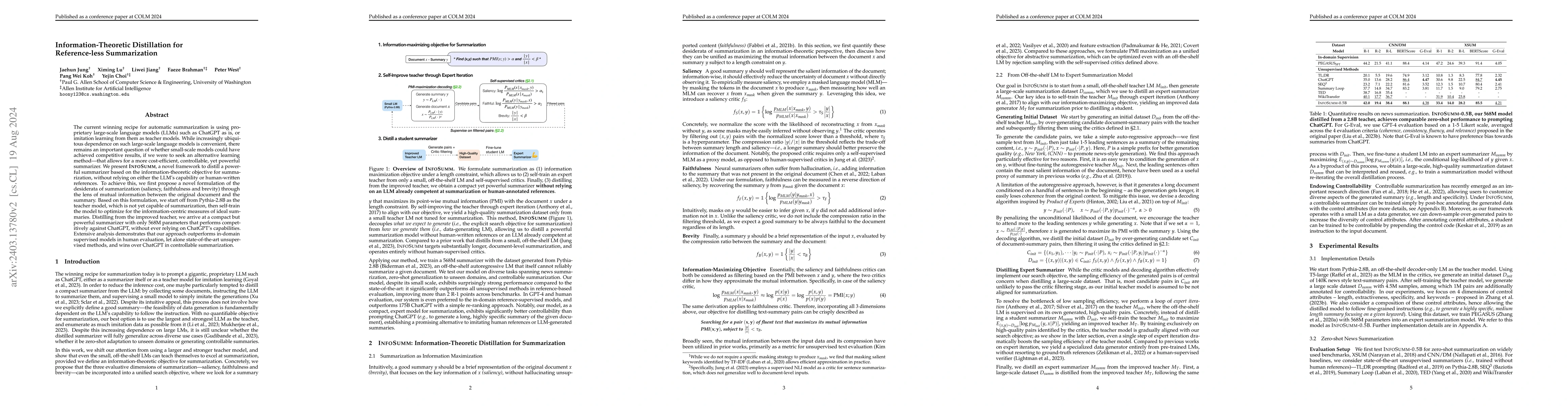 Thumbnail for Information-Theoretic Distillation for Reference-less Summarization