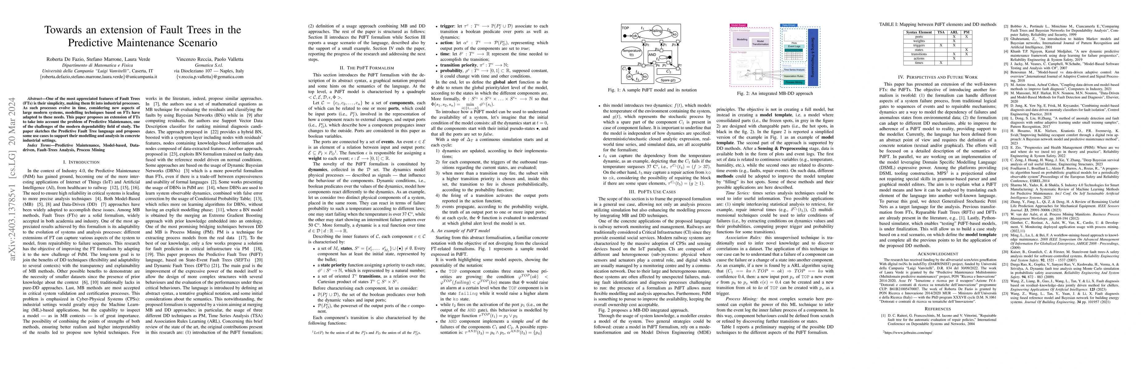 Thumbnail for Towards an extension of Fault Trees in the Predictive Maintenance
  Scenario