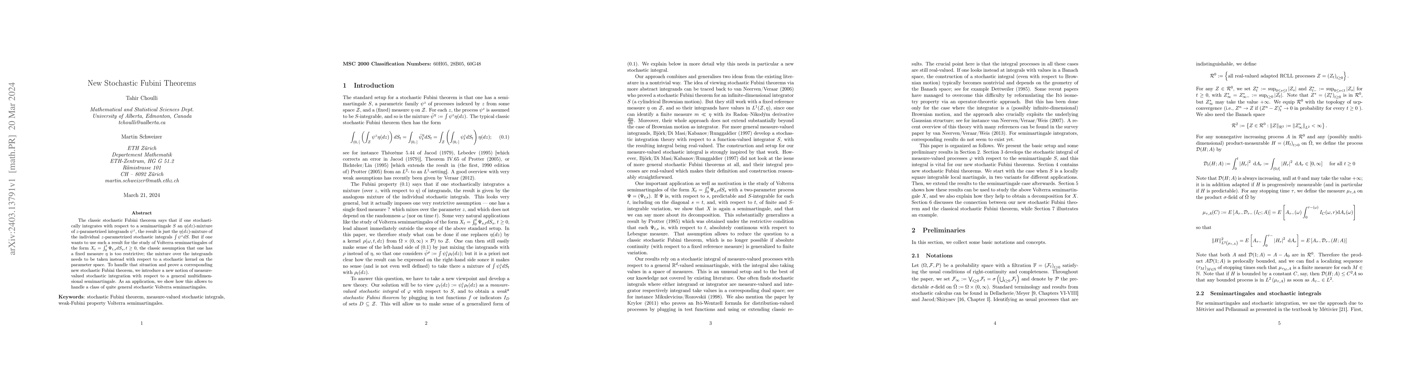 Thumbnail for New Stochastic Fubini Theorems
